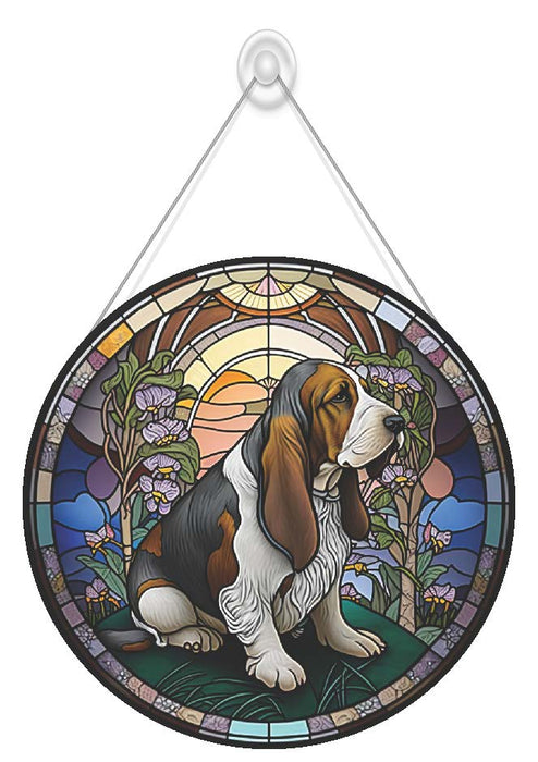 Faux Stained Glass Basset Hound Acrylic Suncatcher