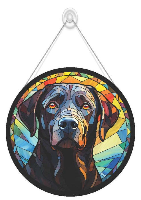 Faux Stained Glass Black Labrador Acrylic Suncatcher