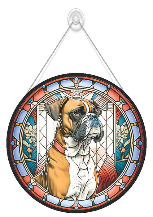 Faux Stained Glass Boxer Acrylic Suncatcher