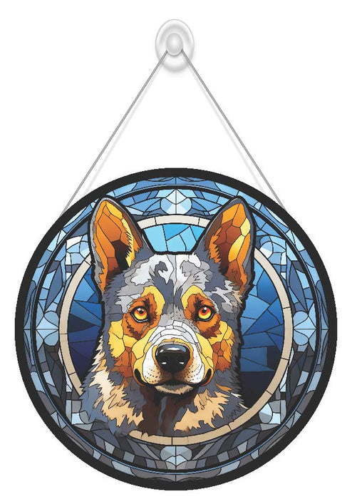 Faux Stained Glass Australian Cattle Dog Acrylic Suncatcher