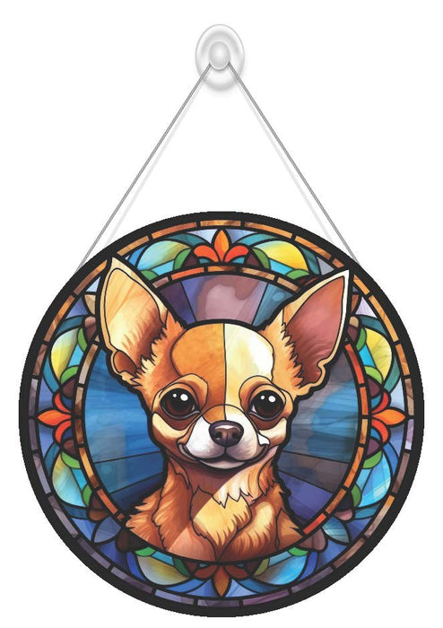 Faux Stained Glass Chihuahua Acrylic Suncatcher