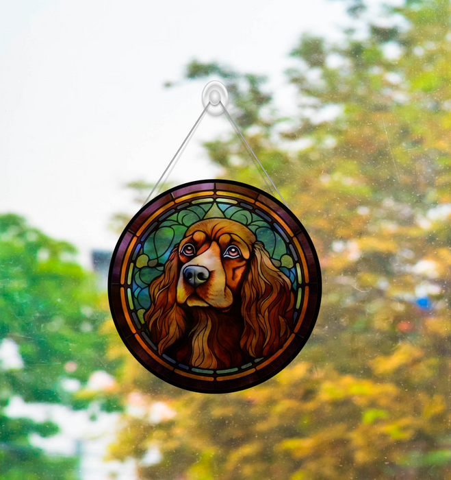 Faux Stained Glass Cocker Spaniel Acrylic Suncatcher