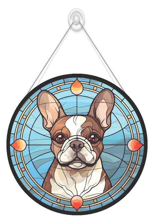 Faux Stained Glass French Buldog Acrylic Suncatcher