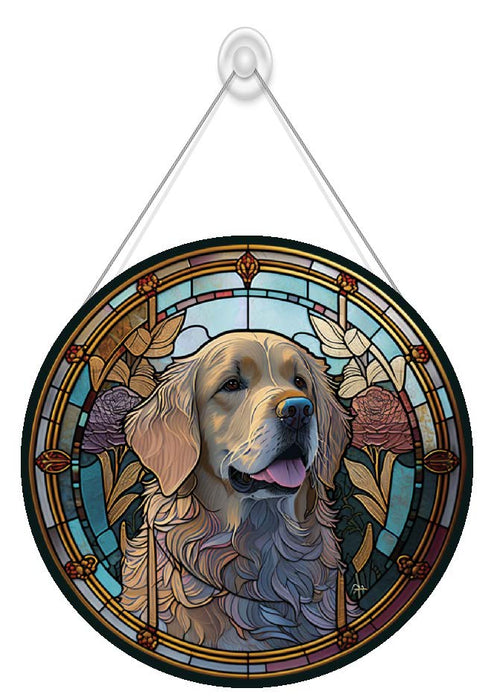 Faux Stained Glass Golden Retriever Acrylic Suncatcher