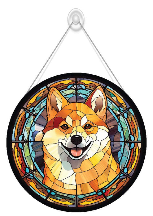 Faux Stained Glass Shiba Inu Acrylic Suncatcher