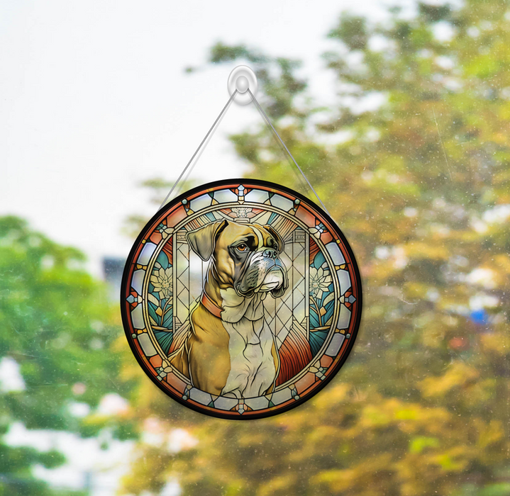 Faux Stained Glass Boxer Acrylic Suncatcher