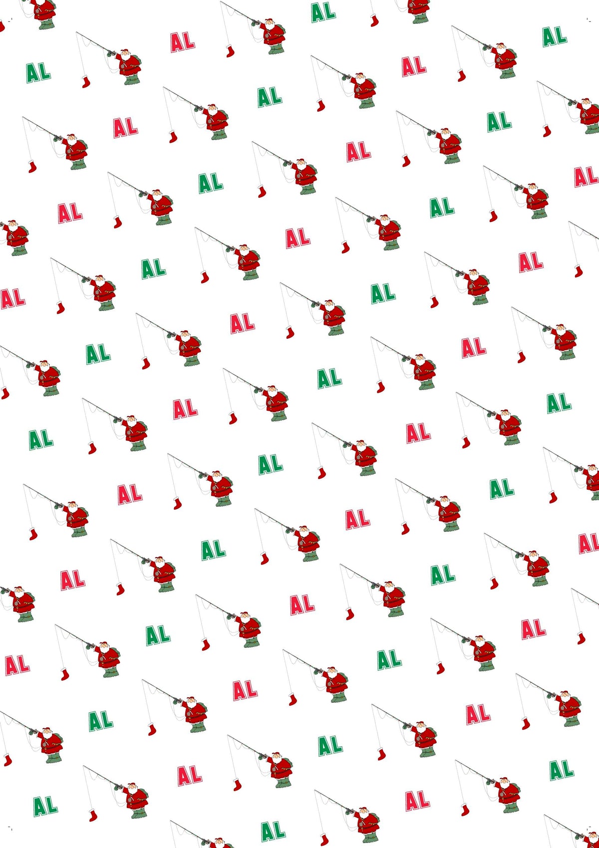 Potter's Printing Personalized Santa Fishing Christmas Wrapping Paper