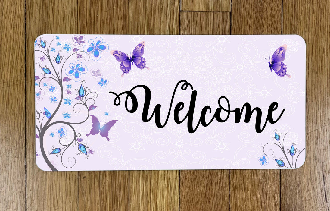 Butterflies Welcome Wreath Sign