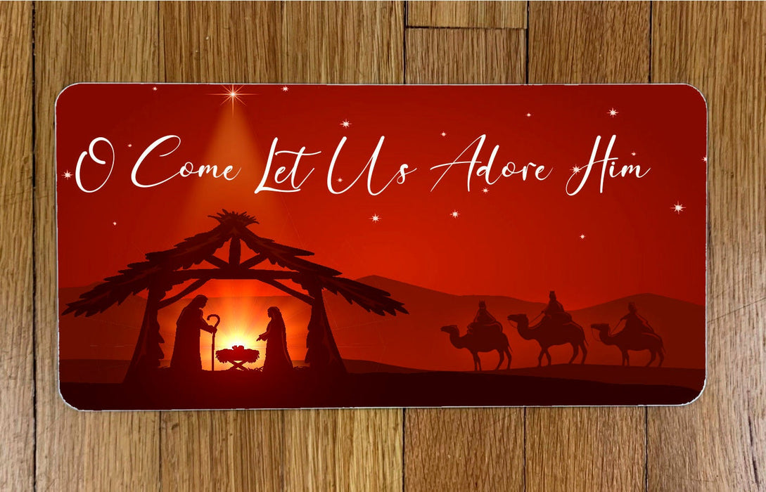 O Come Let Us Adore Him Wreath Sign