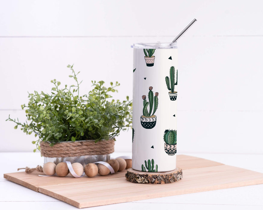 Cactus Tumbler With Lid and Straw Stainless Steel 20oz Cactus